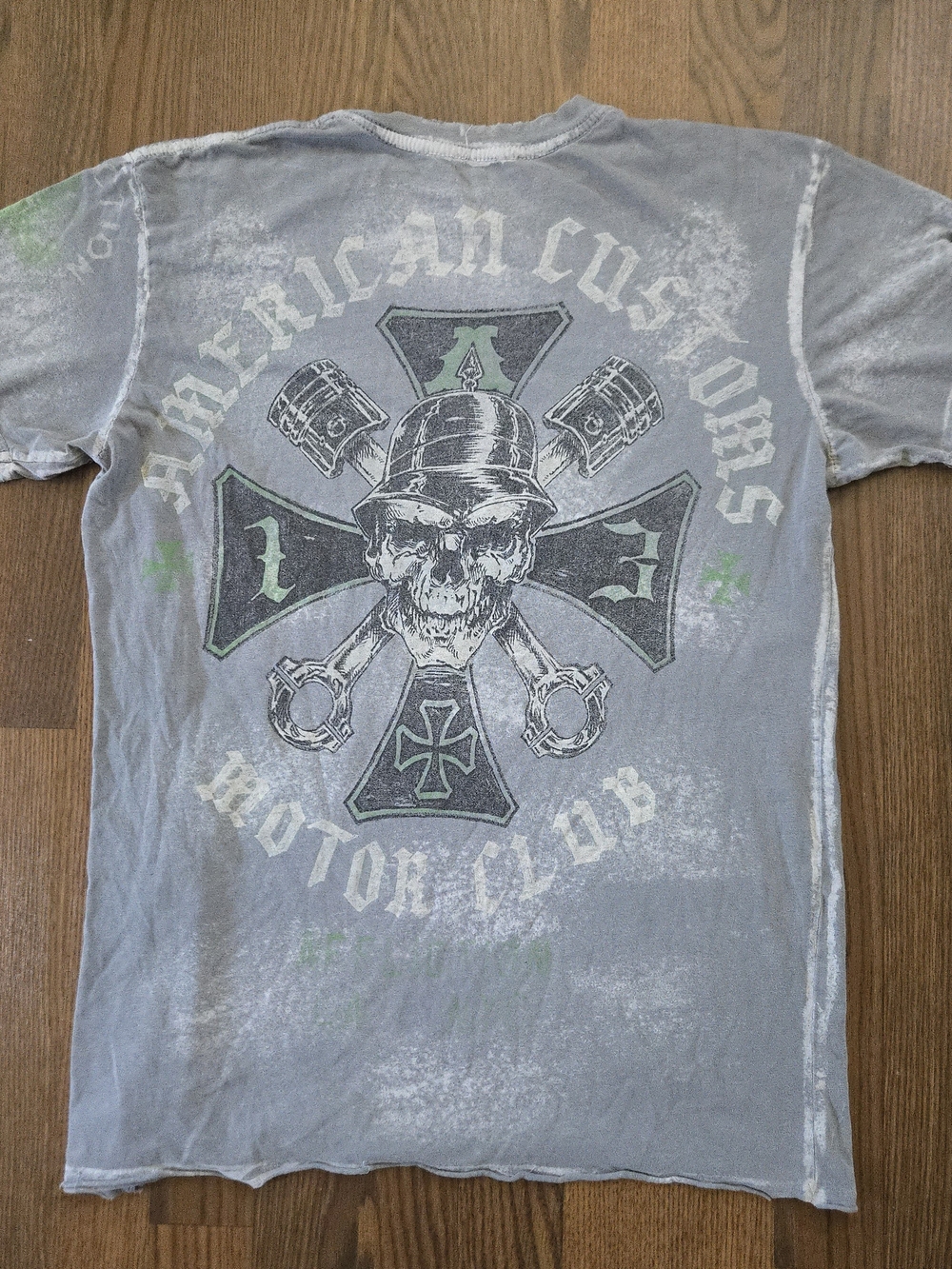 Y2K Gray Affliction T-shirt faded and distressed graphic tee - Mens Medium